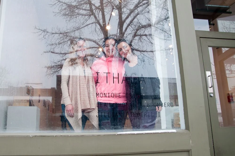 Monique Crine, Leah Thomason Bromberg, and Jillian Piccirilli preparing for Ithaca (Denver, Colorado)