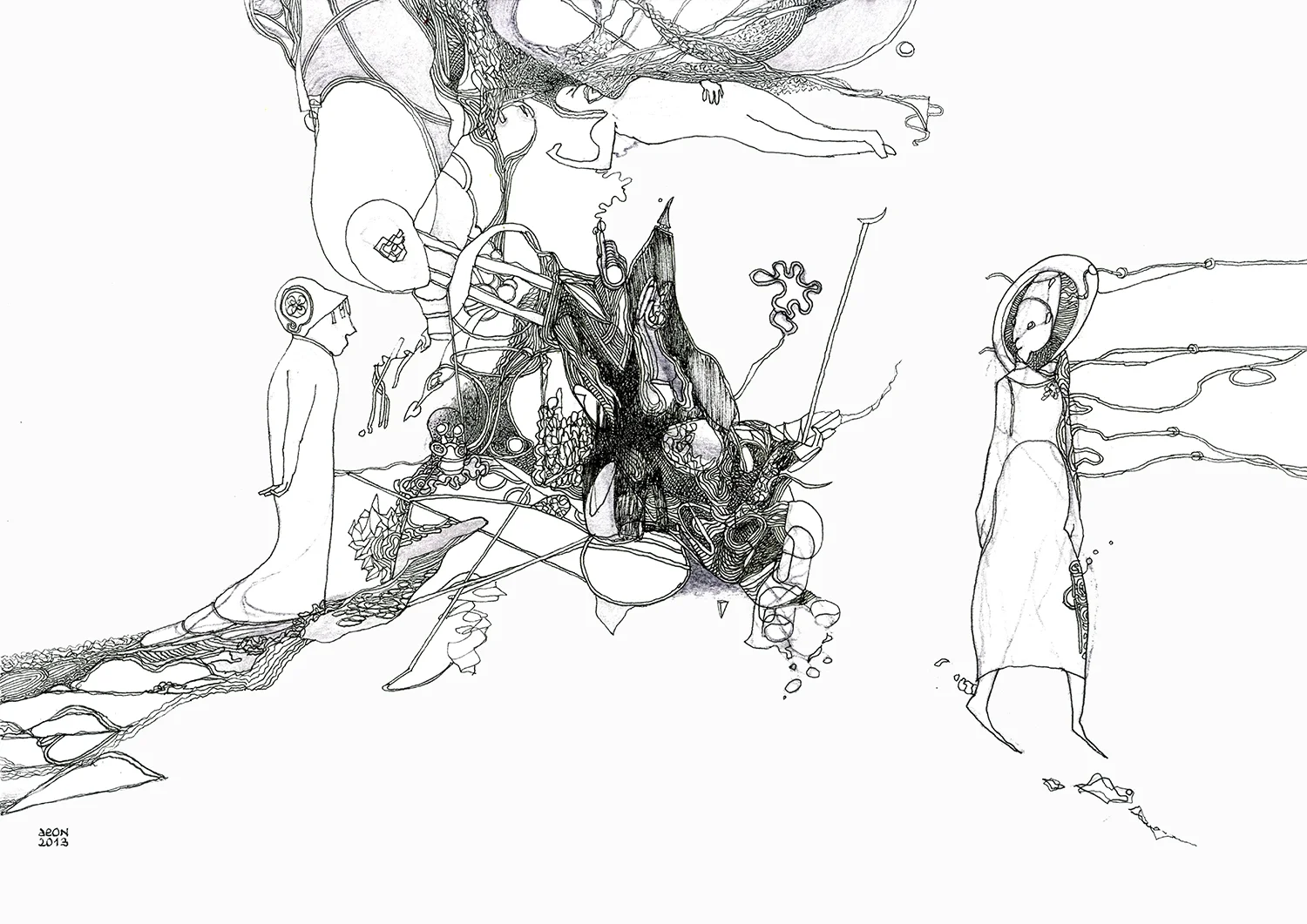 Walking on Yellow
2013, Ink and marker on paper —
29.7 × 21 cm / 11.7 × 8.27 in