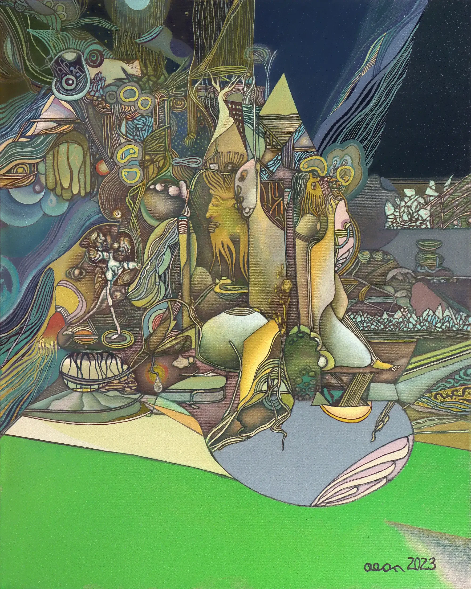 Reborn
2023, Oil on canvas,
mounted on a wooden stretcher frame —
80 x 100 cm / 31.5 x 39.4 in