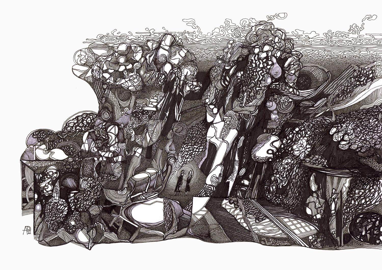 At the Crossroads
2012, Ink and marker on paper —
29.7 x 21 cm / 11.7 x 8.27 in