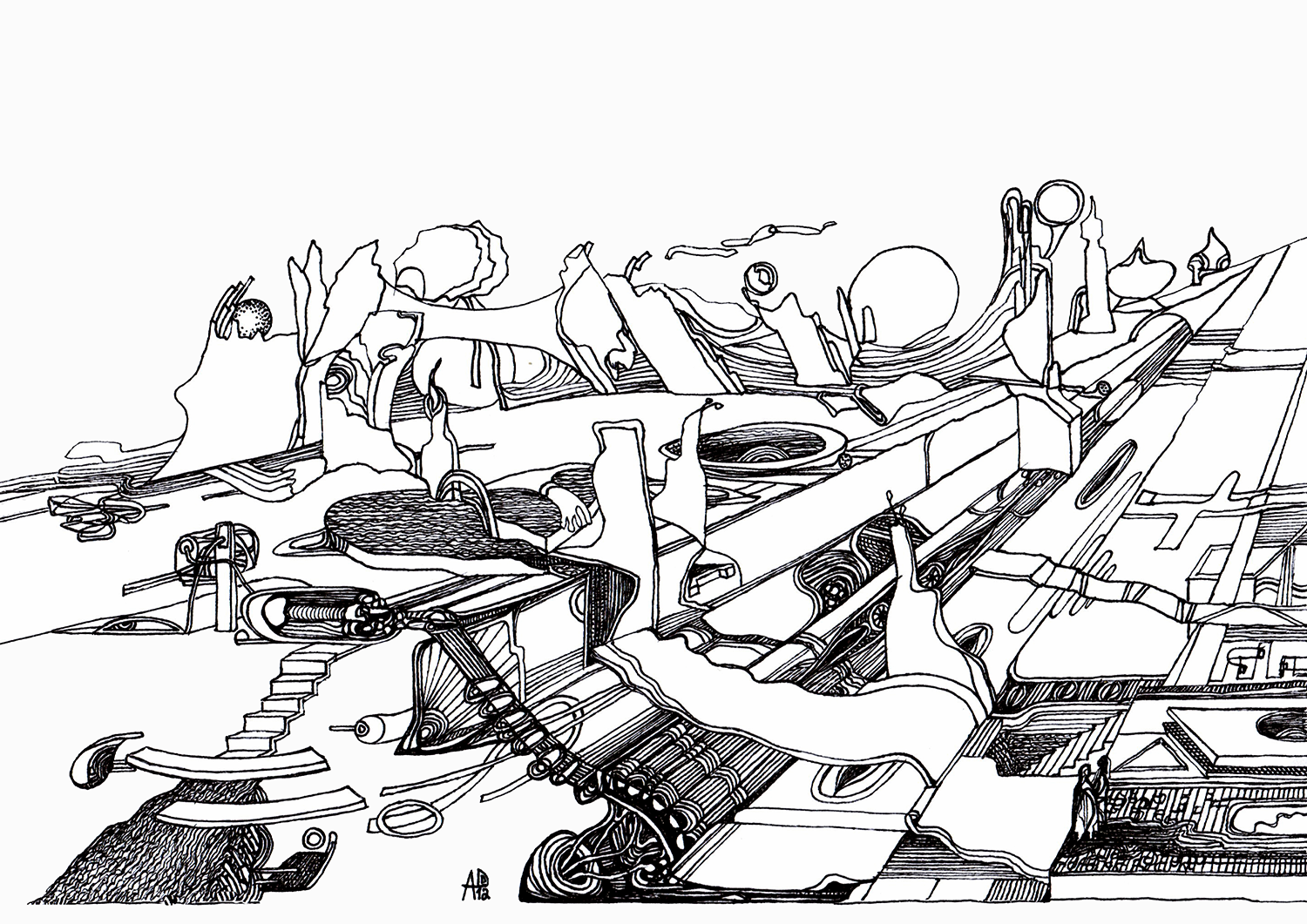 Departure Platform
2012, Ink and marker on paper —
29.7 x 21 cm / 11.7 x 8.27 in