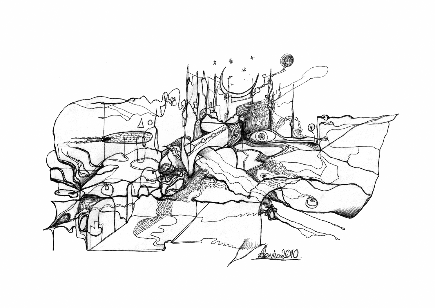 Biosphere
2010, Black ink on paper —
29.7 x 21 cm / 11.7 x 8.27 in