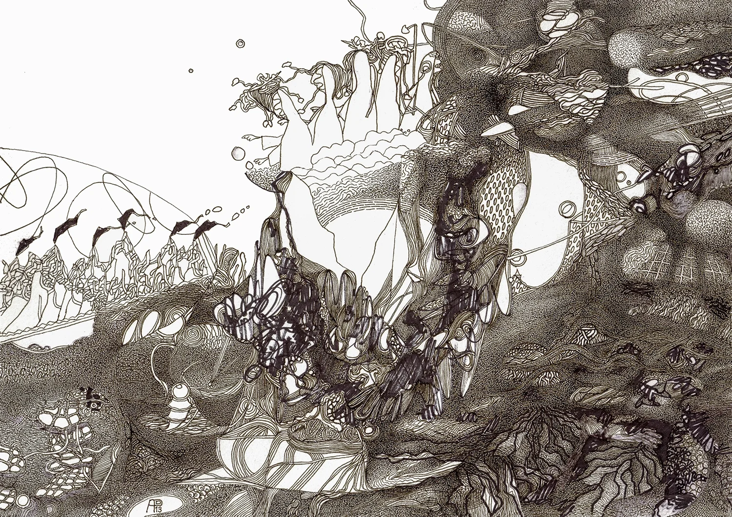Celestial Abode
2013, Ink and marker on paper —
29.7 × 21 cm / 11.7 × 8.27 in