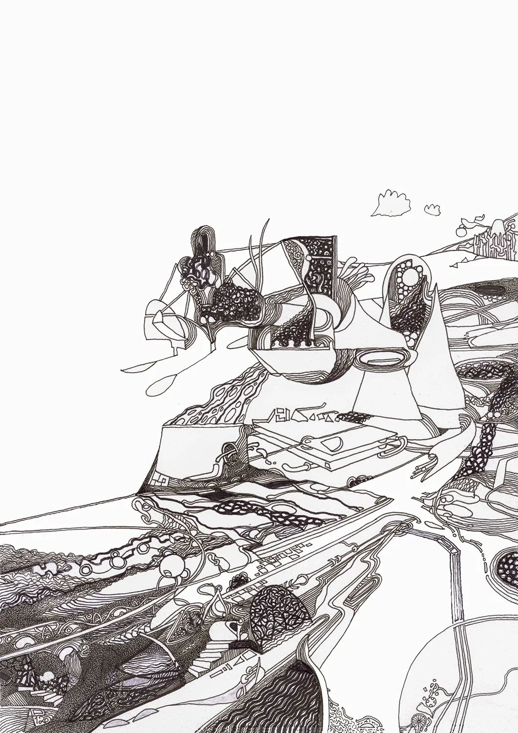 Sunken Road of Industrial Landscape
2012, Ink and marker on paper —
21 x 29.7 cm / 8.27 x 11.7 in