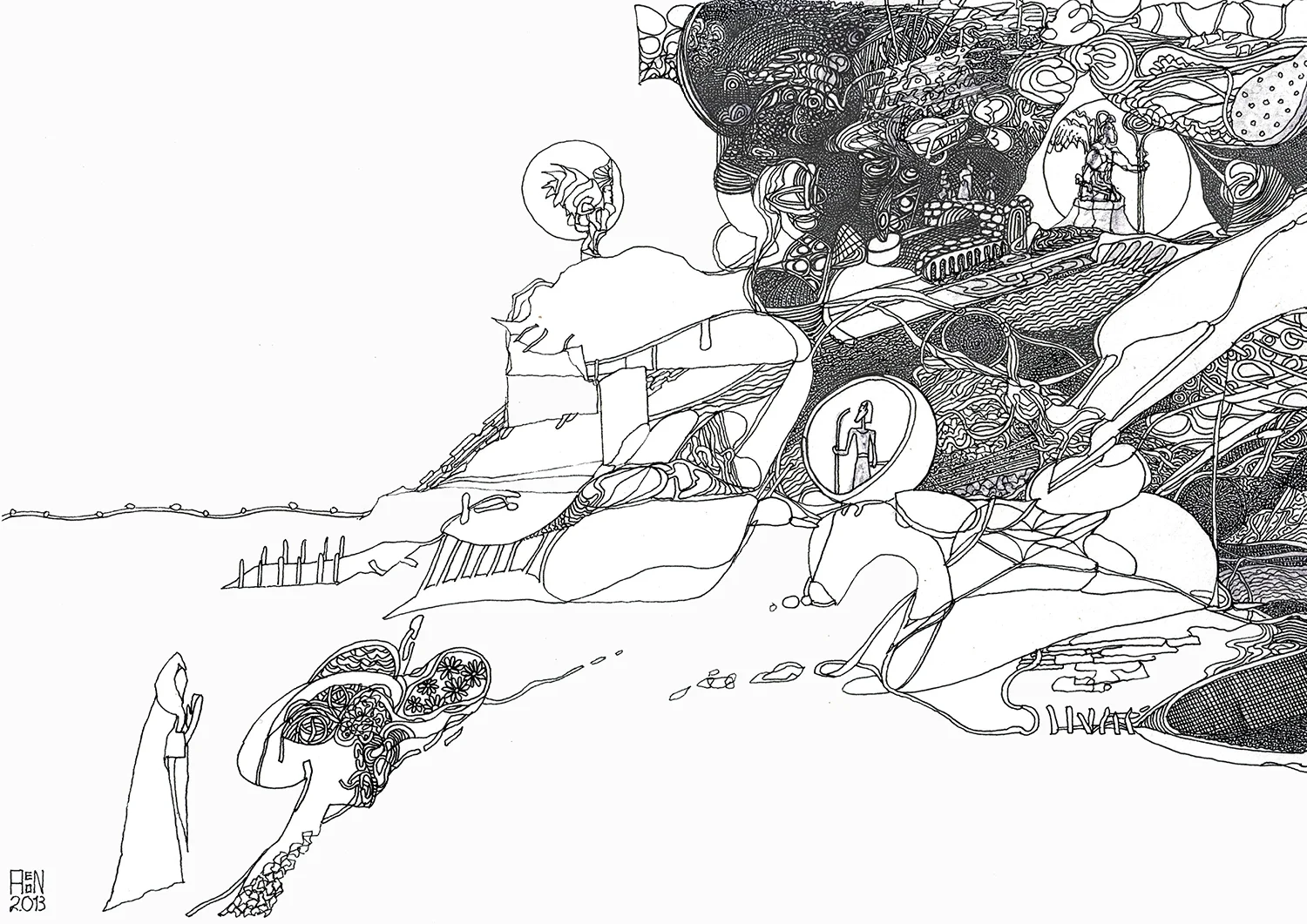 All Roads Lead to Heaven
2013, Ink and marker on paper —
29.7 × 21 cm / 11.7 × 8.27 in