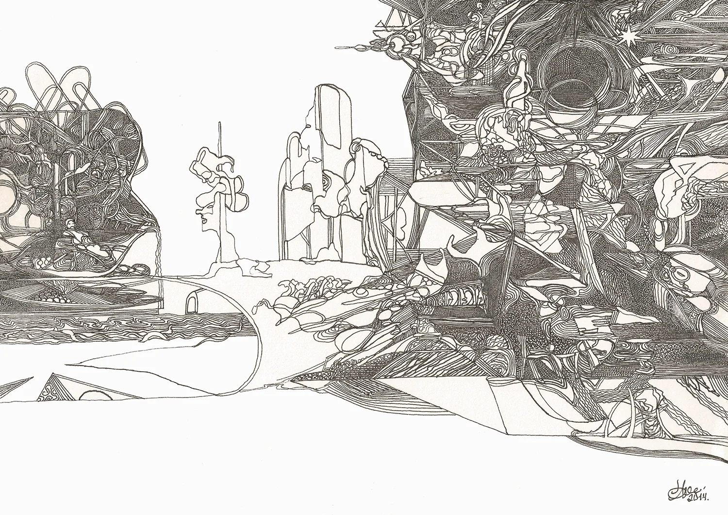 Butterfly Effect
2014, Ink and marker on paper —
29.7 × 21 cm / 11.7 × 8.27 in