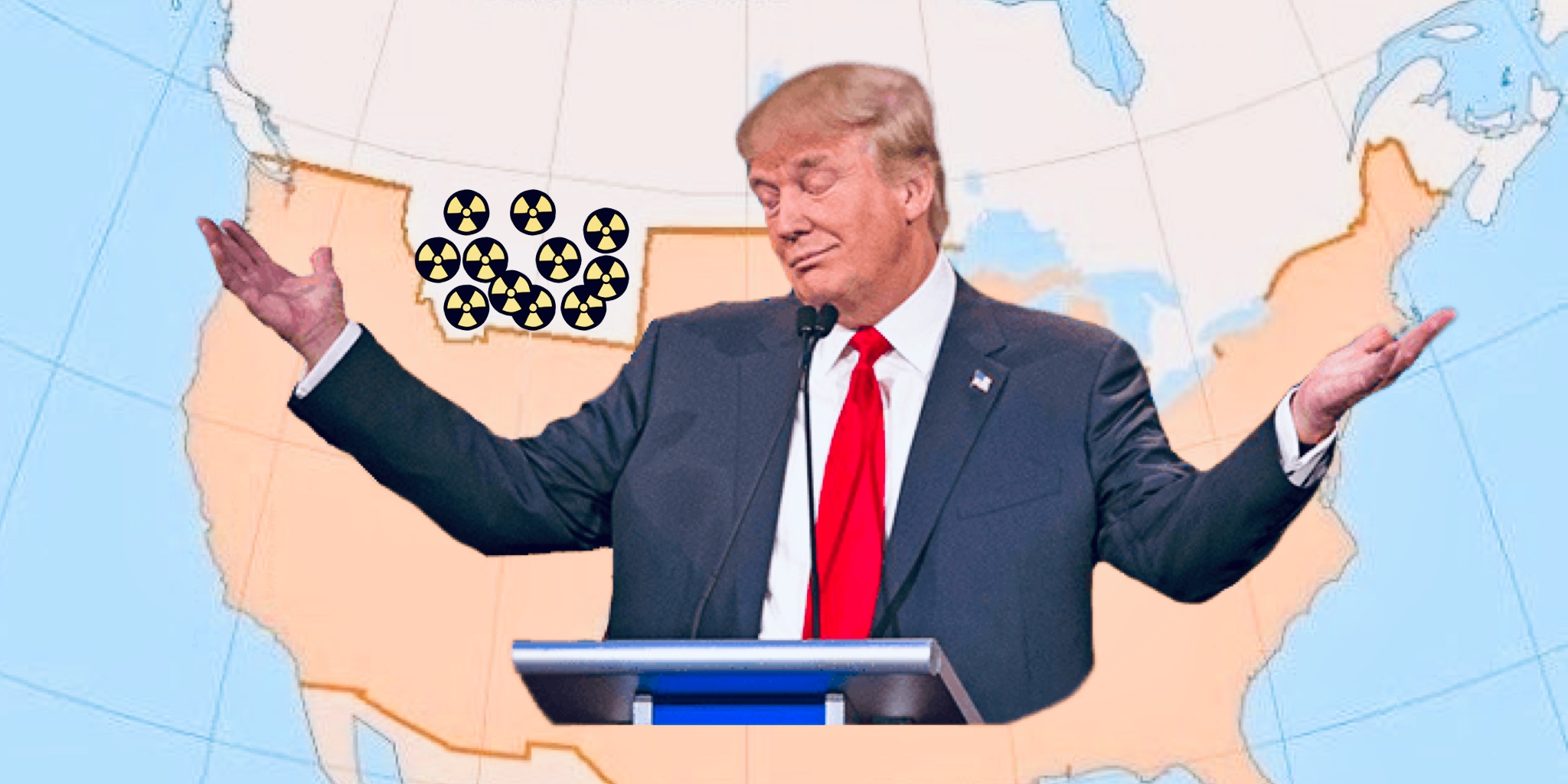 President Trump Raising His Hands In Triumph After The Deal Of A Lifetime