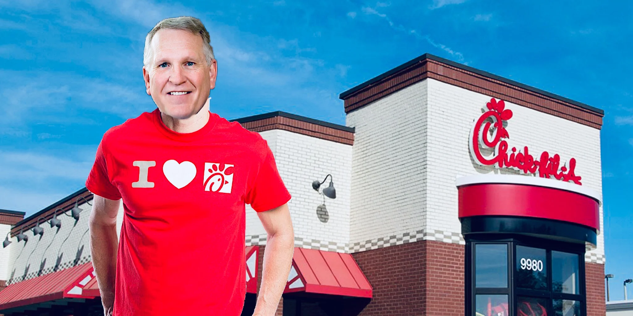 Tim Fox standing outside his new employer