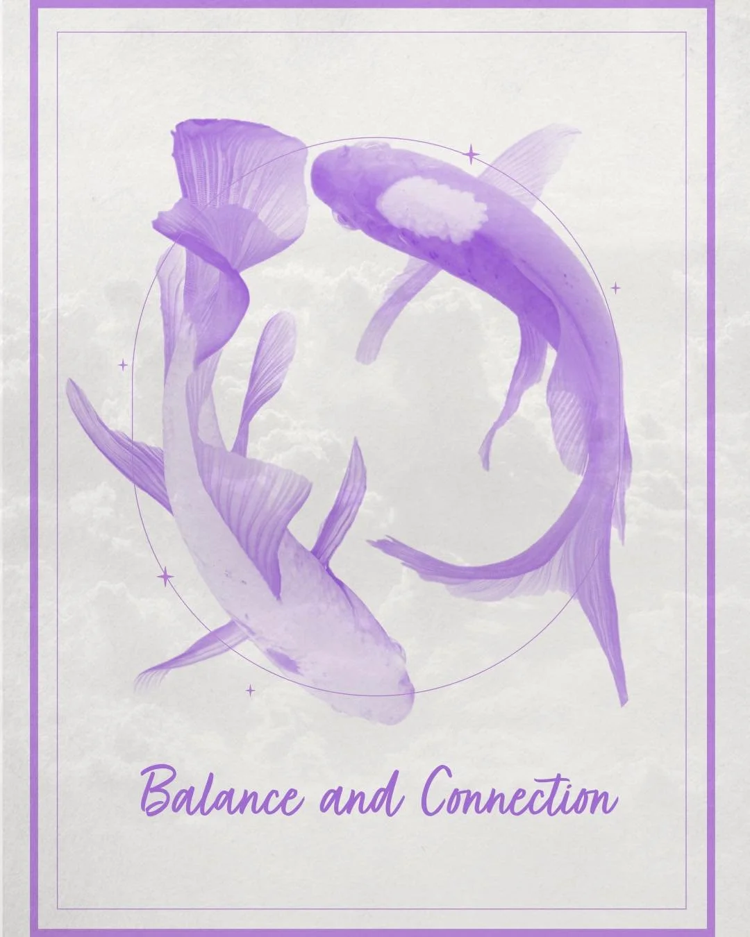 Allow yourself to connect to the infinite current of energy that moves through all things.

Two fish swimming in a circle &mdash; like yin and yang &mdash; remind us of unity, balance, and the continuous cycle of connection. The crown chakra invites 