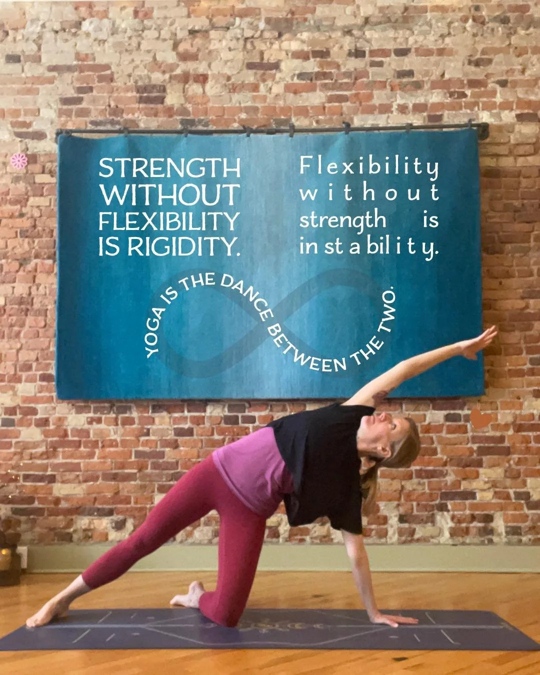 Strength without flexibility is rigidity. Flexibility without strength is instability. 
Yoga is the dance between the two.

Effort and ease.
Movement and stillness.
Grounding and Expansion.
Steady presence.

This is the practice.

Join us for ✨Monday