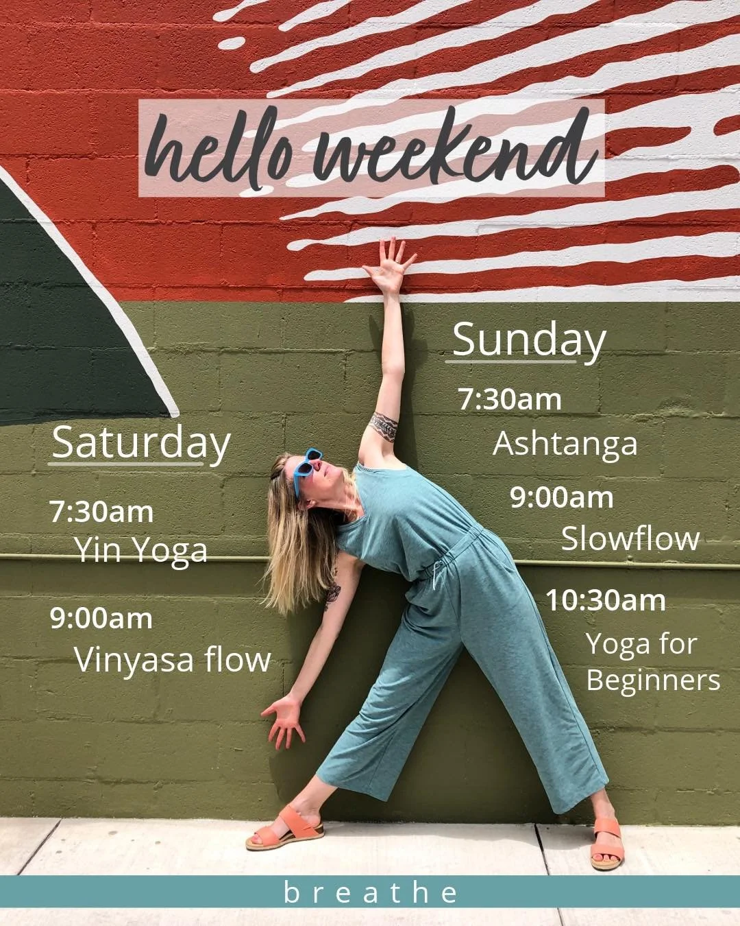 School's out for summer! ☀️

This weekend, we're shining into summer with Utthita Trikonasana (Extended Triangle Pose) - a posture that stretches the sides of the body, strengthens the legs, and helps improve balance.

✨ Quick alignment tip:
Think &q