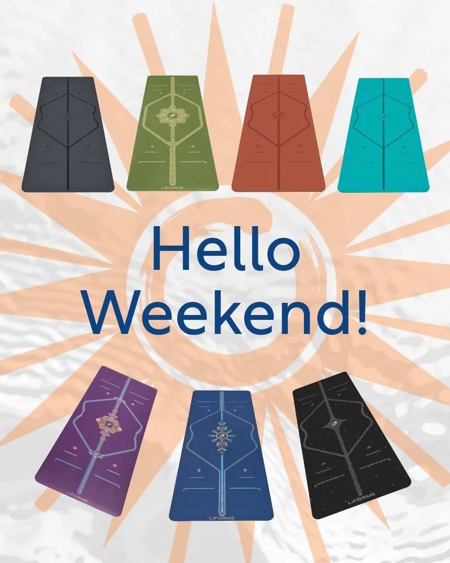 Hello Weekend!

Bring your own mat, borrow one of ours (at no charge), or treat yourself to a colorful new mat before you head home. We have a rainbow of colors to choose from. 🌈

Just arrive and meet us on the mat.
We look forward to practicing tog