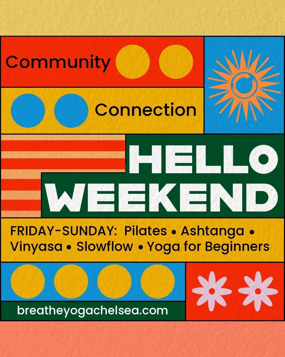 One of the last weekends of August is here!

Join us for Pilates and yoga this weekend in-studio or from home.
Traveling? You can stream classes live via Zoom. Just sign up online.

And if you&rsquo;d like to practice outdoors, join us Saturday morni