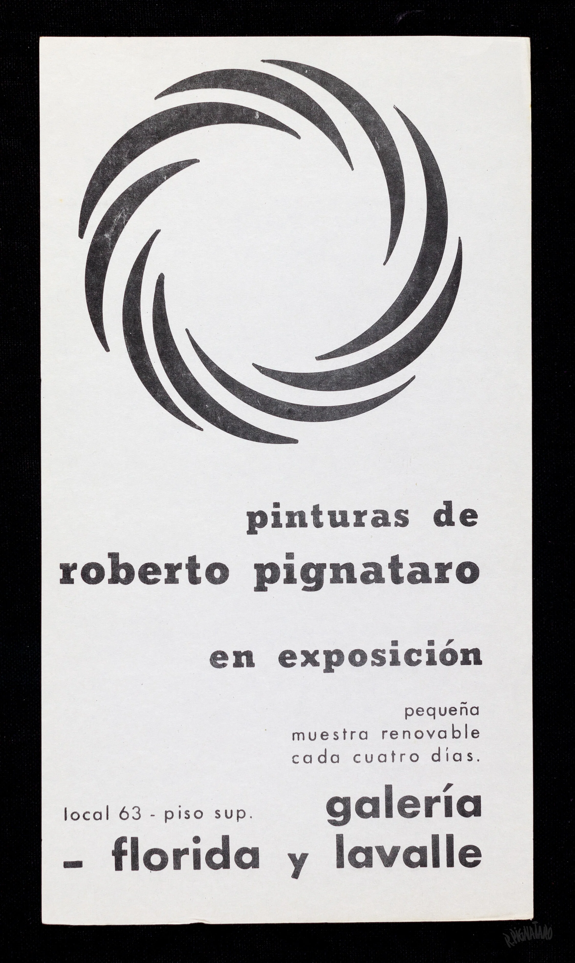  Exhibition pamphlet. Designed by Roberto L. Pignataro for his 1965/67 Exhibition at Galería Florida y Lavalle in Buenos Aires, AR. © All rights reserved. 
