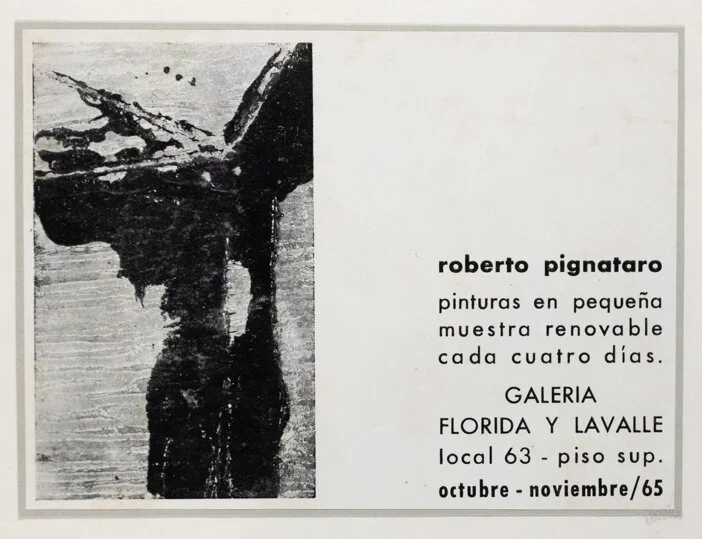  Exhibition invite. Designed by Roberto L. Pignataro for his 1965/67 Exhibition at Galería Florida y Lavalle in Buenos Aires, AR. © All rights reserved. 
