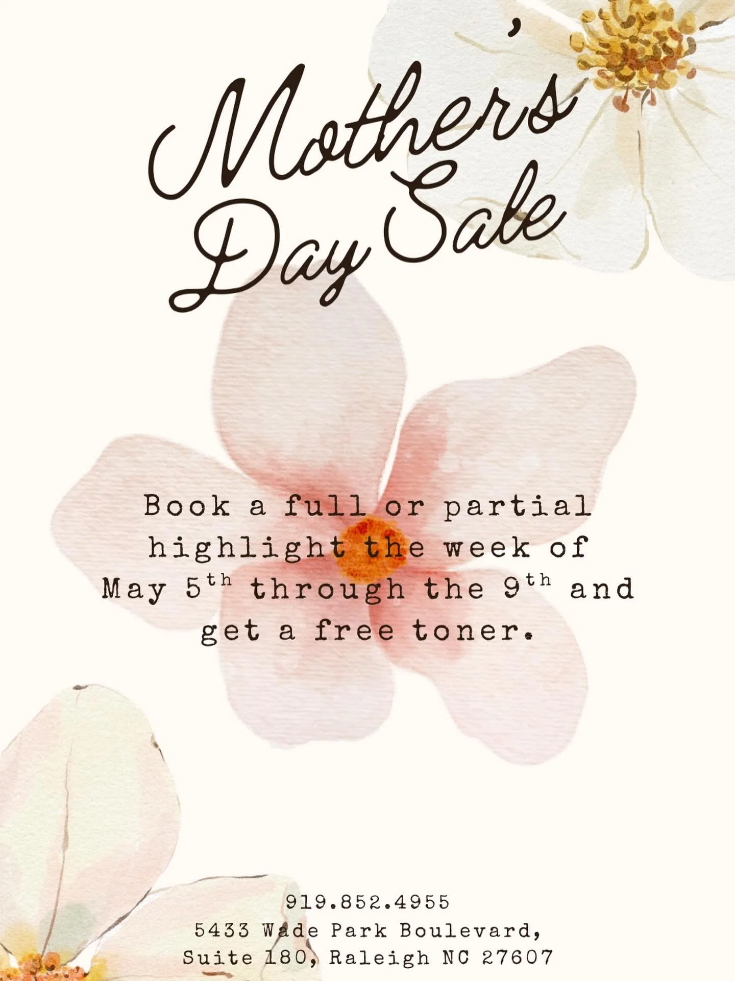 Last minute Mother&rsquo;s Day sale!!
Book a highlight and get a free gloss! 
#raleighhairstylist #raleighhairsalon #raleighhair #raleighlocalbusiness #hairsalon
