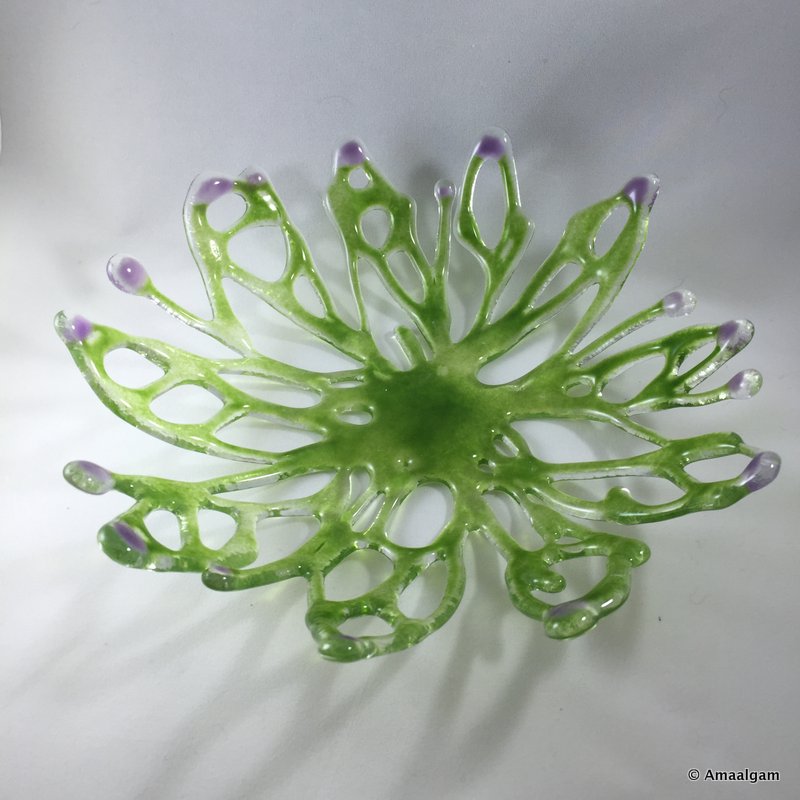 Coral Bowl-Green with Purple ends 2