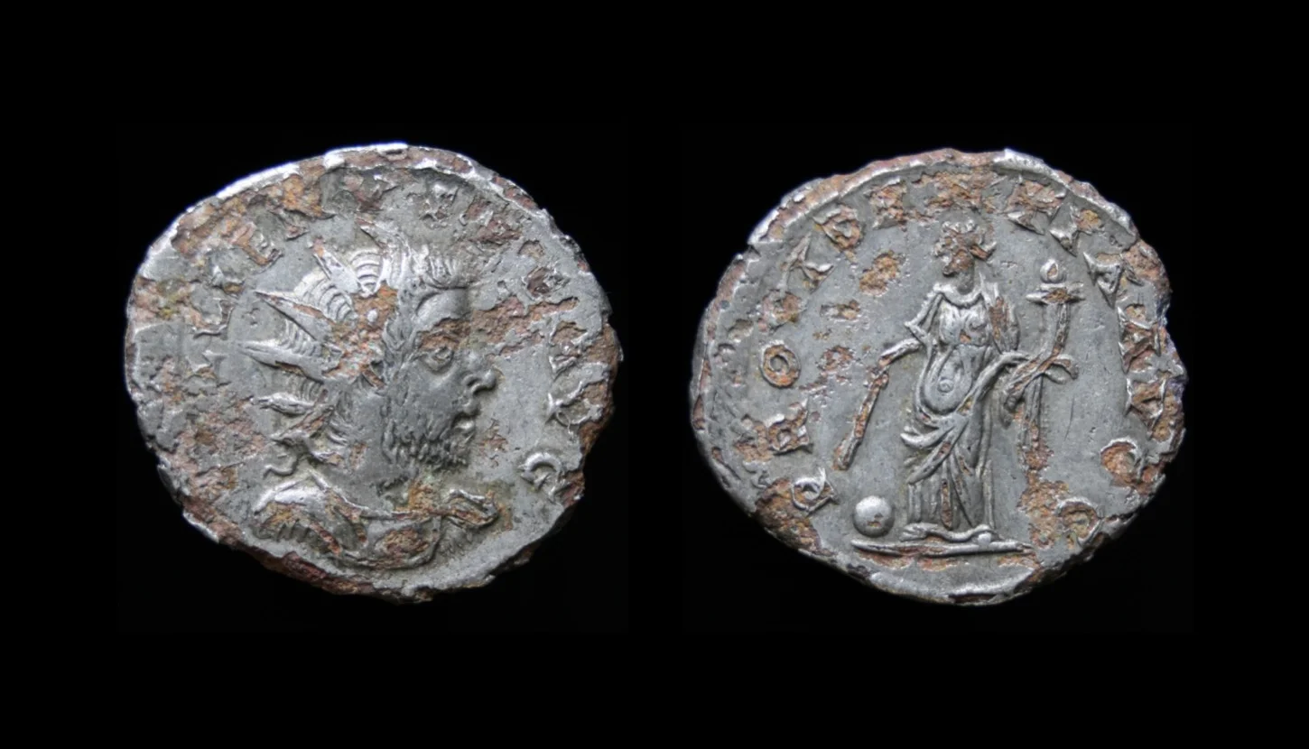 Gallienus, joint reign with his father Valerian (253-260 CE; issued 256 or later). Fourrée antoninianus. Obv: GALLIENVS PF AVG, Radiate, cuirassed, and draped bust right. Rev: PROVIDENTIA AVGG, Providentia standing slightly left, holding wand over globe at her feet, and cornucopiae. 2.95g 20.5-22mm