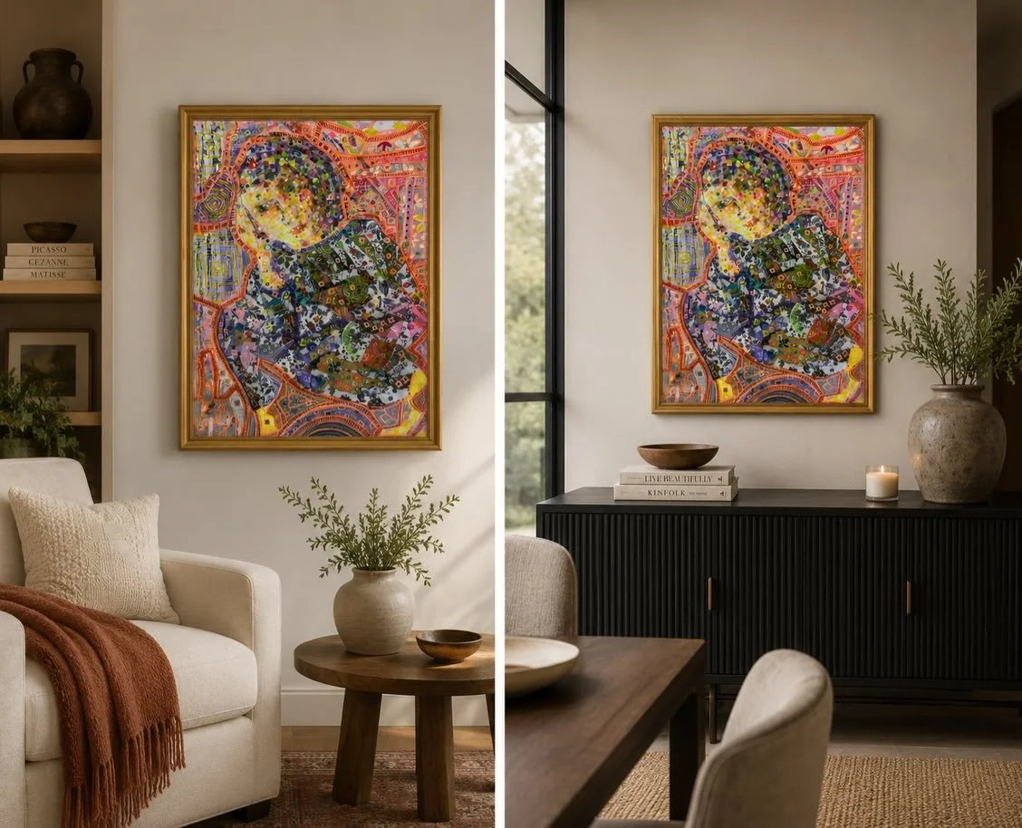 There is something sacred about the parts of us that remain soft after everything.

This piece was created layer by layer &mdash; fragments of color, texture, memory, and quiet resilience stitched together into one presence. Not polished. Not pretend