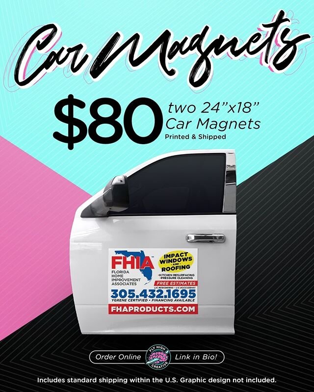 ⚡⚡FLASH SALE ⚡⚡⁠
⁠
Vehicle Magnets - To Celebrate the Launch of our website, you can now Order Online 24/7 and get a Pair of 18&quot; x 24&quot; Vehicle Magnets for only $80 including Shipping! 🤯⁠
⁠
Click on the Link in our Bio or visit www.flyhighc