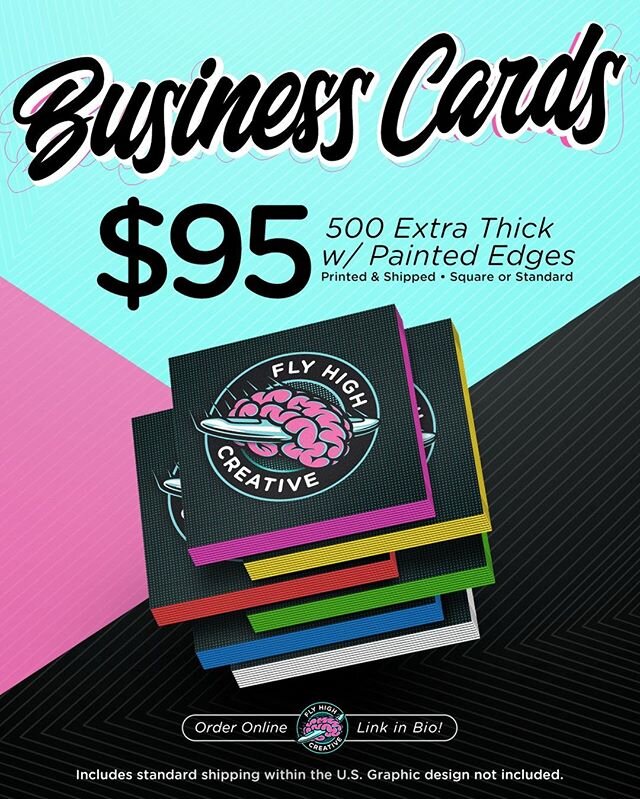 ⚡⚡FLASH SALE ⚡⚡⁠
⁠
Square Painted Edge Cards - To Celebrate the Launch of our website, you can now Order Online 24/7 and get 500 Cards for only $95 including Shipping! 🤯⁠
⁠
Click on the Link in our Bio or visit www.flyhighcreative.com/business-cards