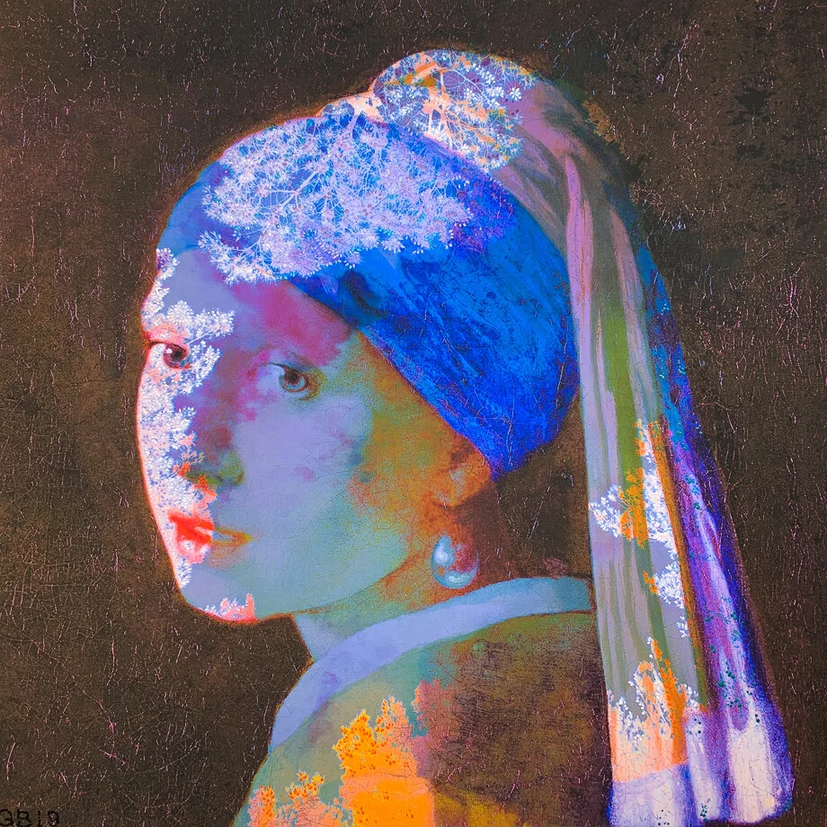  pastel and acrylic on photo, 15X15 