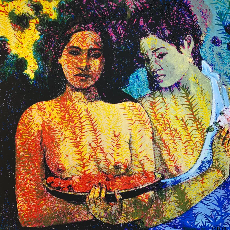  pastel and acrylic on photo, 15X15 