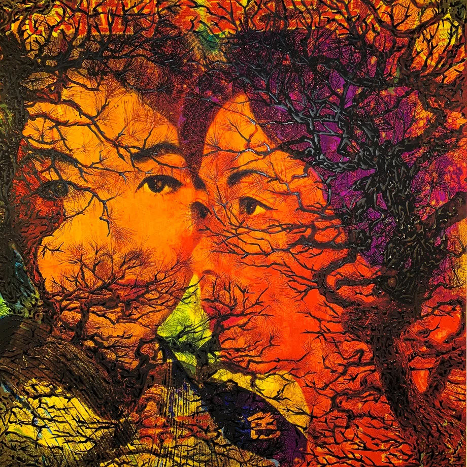  pastel and acrylic on photo, 15X15 