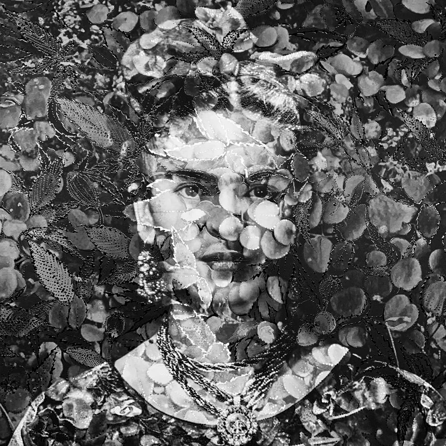  pastel and acrylic on photo, 15X15 