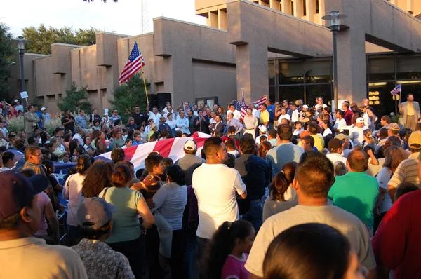 Irving protest crowd.jpg