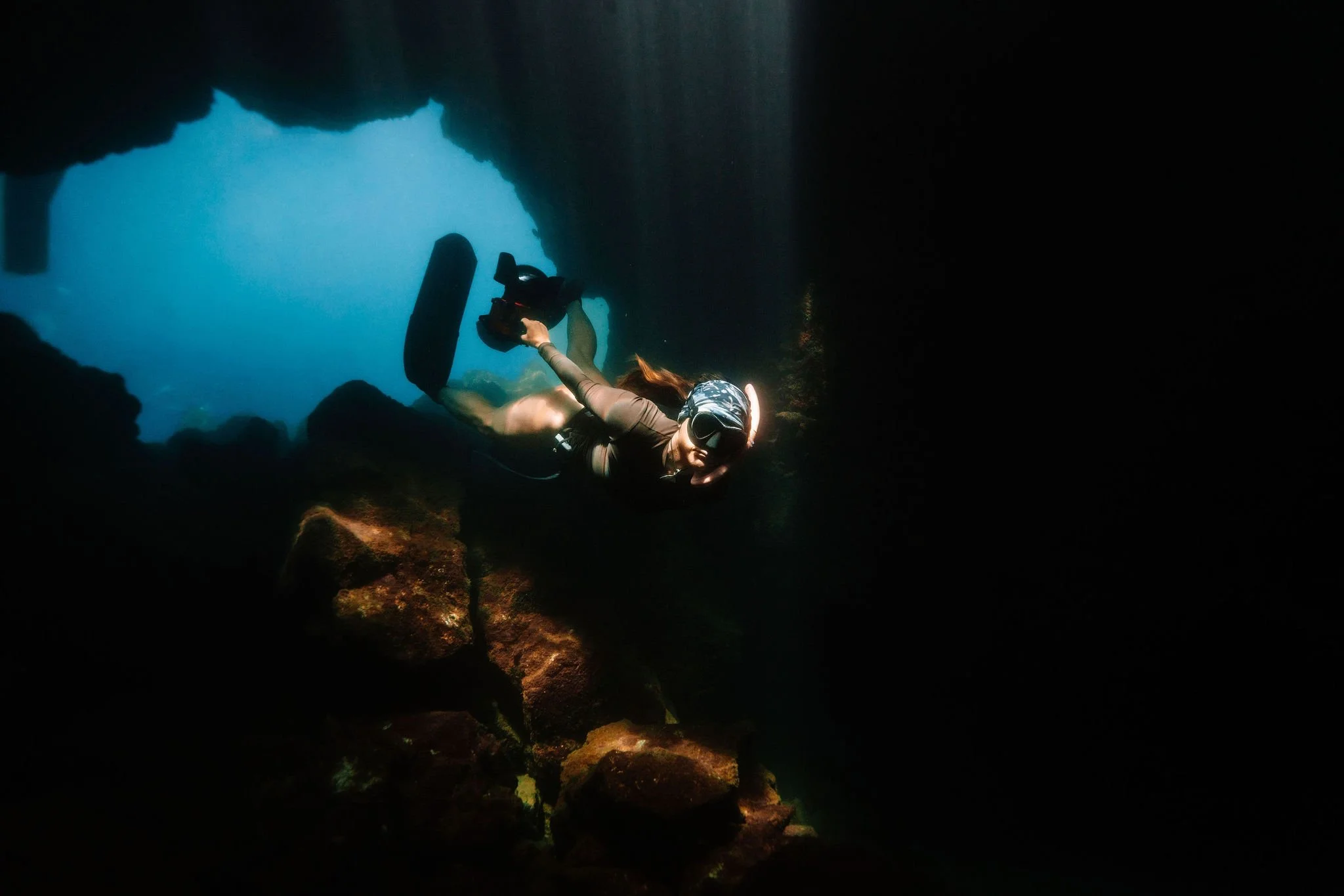 Diver in cave