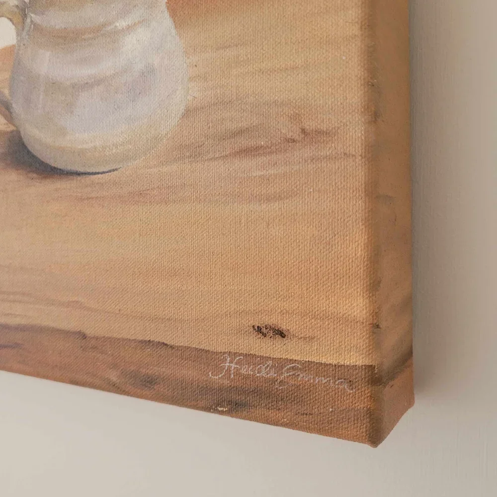 Detail of what a stretched canvas print of The Gathering looks like on the corner