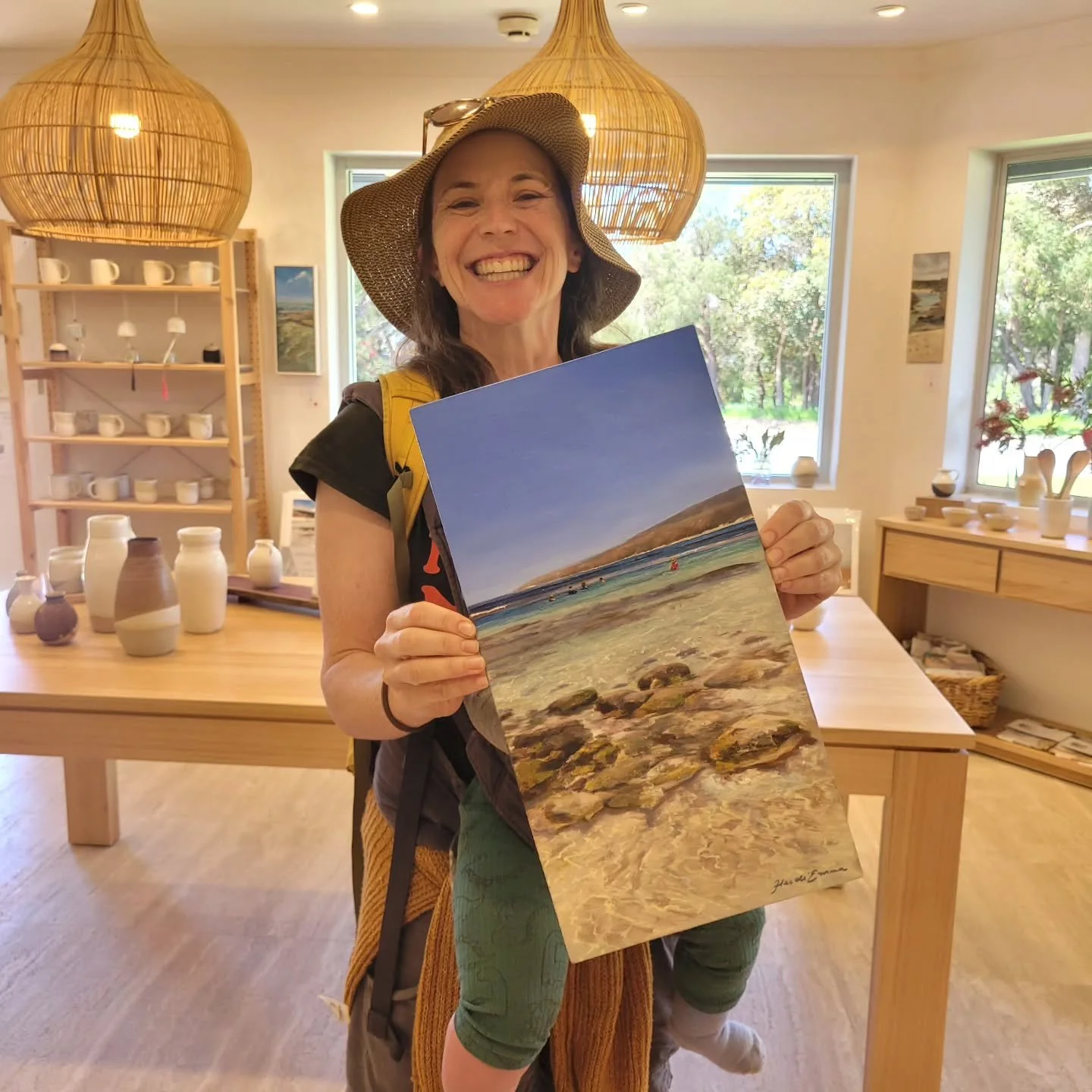 "Yalling Swim" is on its way to Newcastle,SA. 

My first painting to grow delicious legs and the joyful squeal! 😉

@margaretriverregionopenstudios 
#Yallingup #holidaymemories #dunsboroughartist