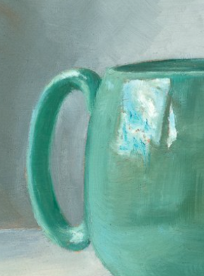 close up detail of the shine on the green jug.webp