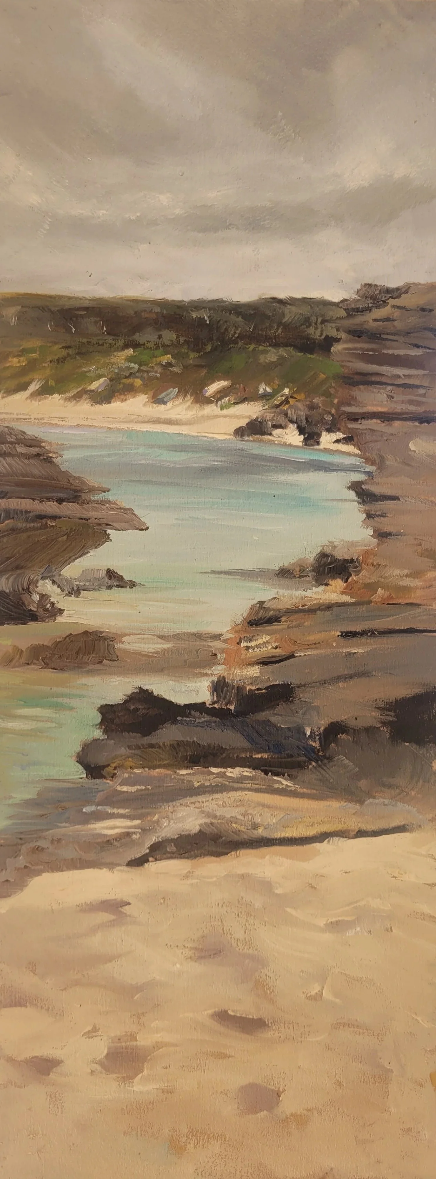 Through to the Cove is an oil painting painted on site at Kilcarnup beach in the Margaret River Region