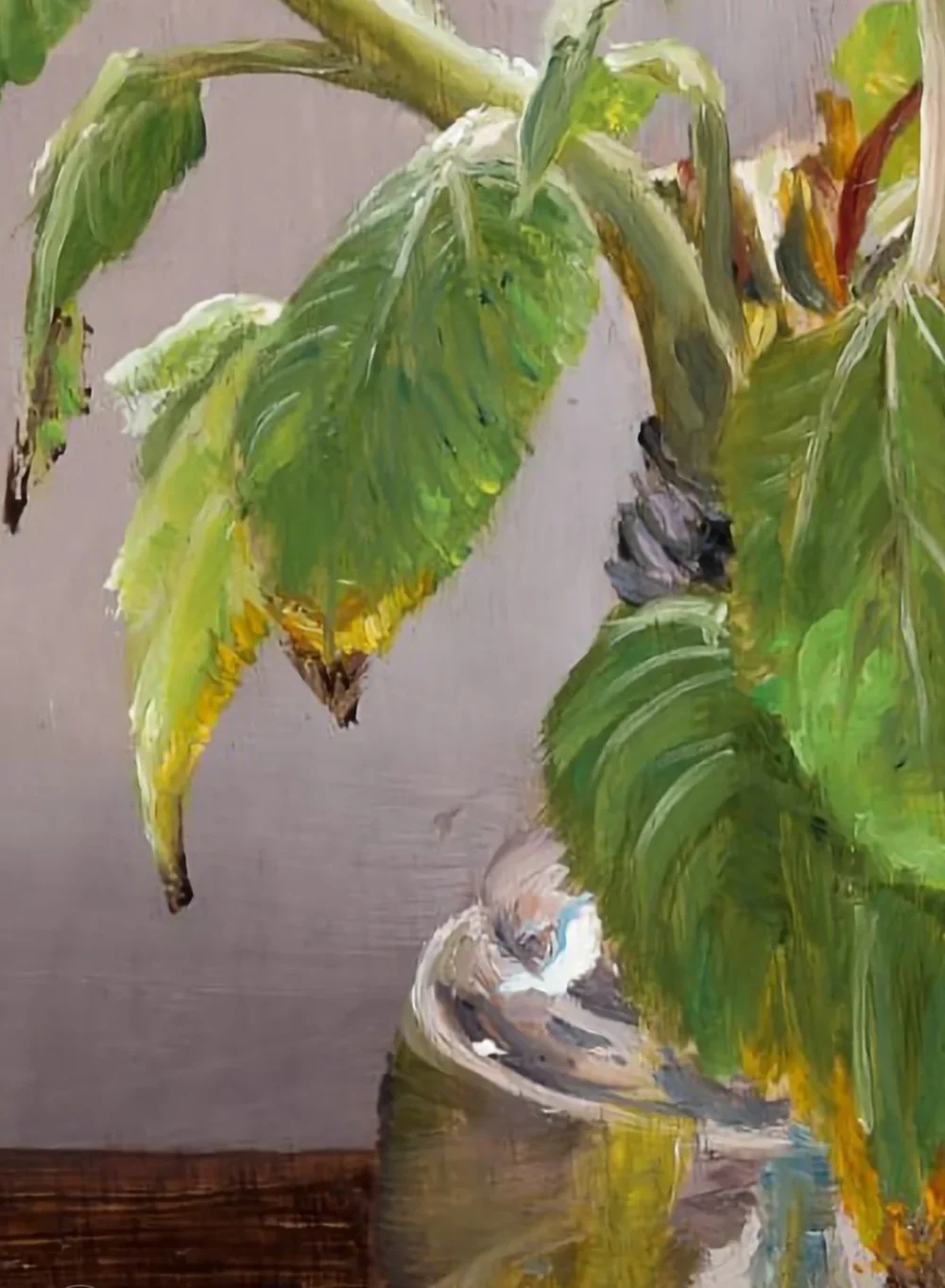close up detail of leaves of sunflowers.webp