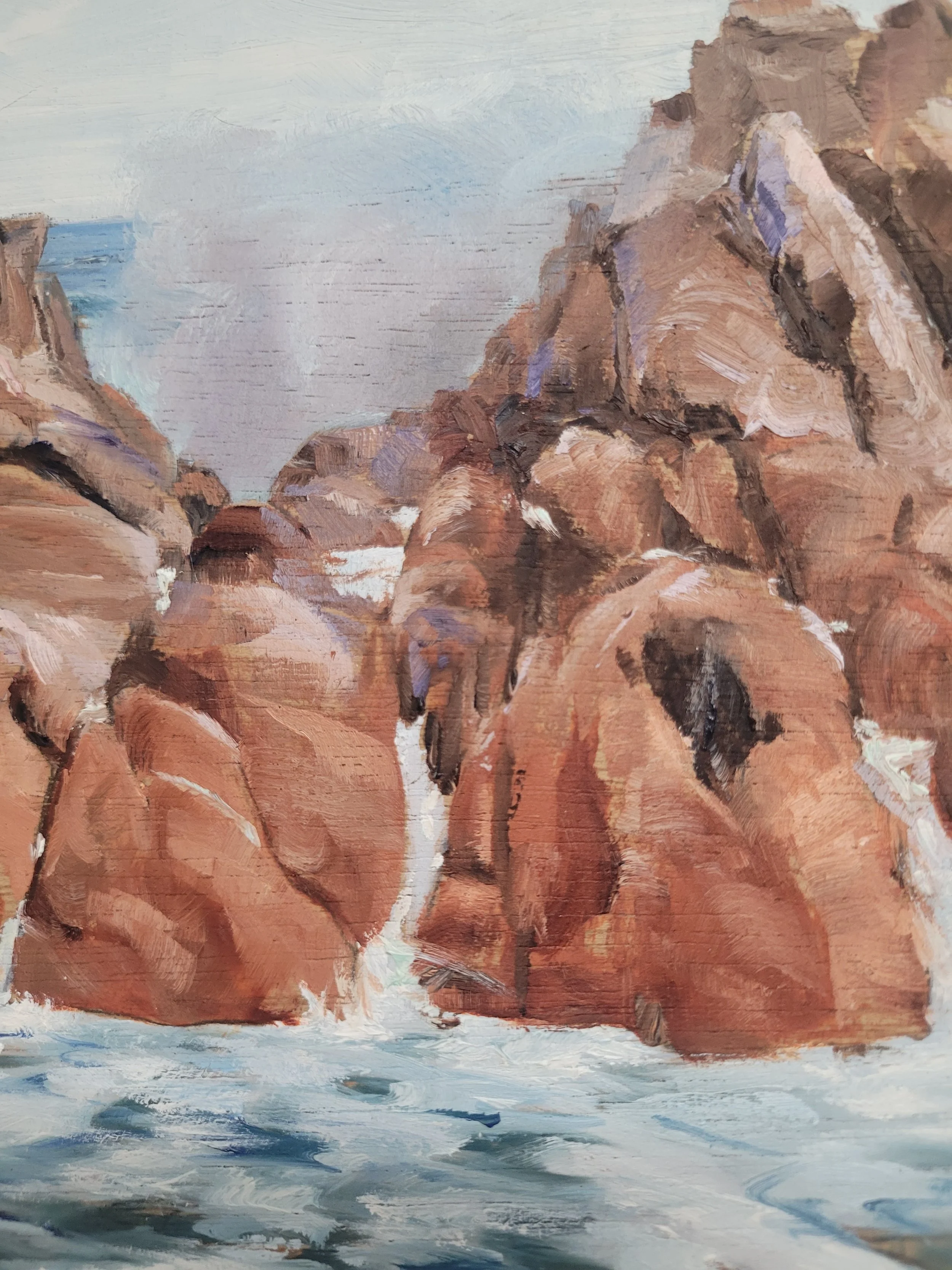close up detail of Injidup Spa waters in painting by Margaret River artist Heidi Emma