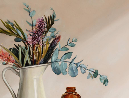 detail close up of Settled showing grevillea