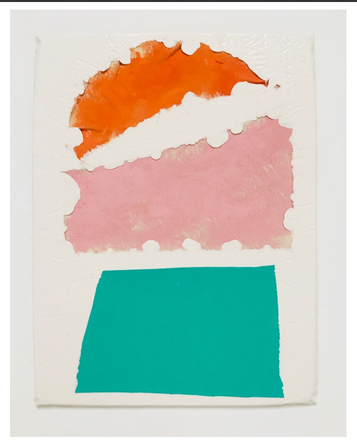 Untitled Fragment (orange and pink canvas, green foam) | Composite and Mixed Media | 42 x 32cm  Dean Street Townhouse Collection 2018