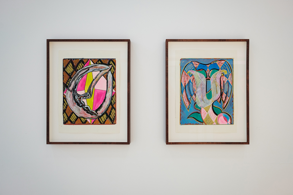 Study, Phonic Lips 2018 38 x 28 cm & Study, Orcus 2018 Mixed media on paper 38 x 28 cm both Mixed media on paper