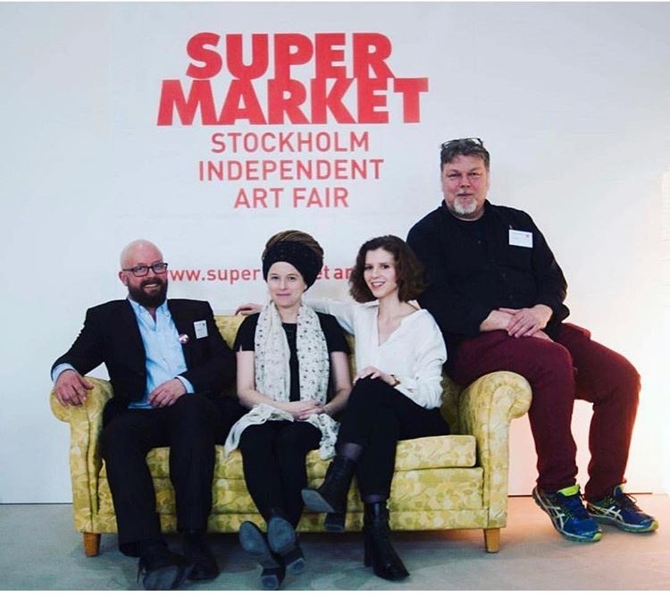 Three Creative Directors of Supermarket, Andreas Ribbung, Alice Maselnikova, Pontus Raud and the Minister of Culture Amanda Lind, Photo by Anna Ekros