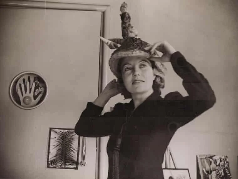 Agar wearing her Ceremonial Hat for Eating Bouillabaisse, 1936.&nbsp;Photograph: © Estate of Eileen Agar/Bridgeman Images