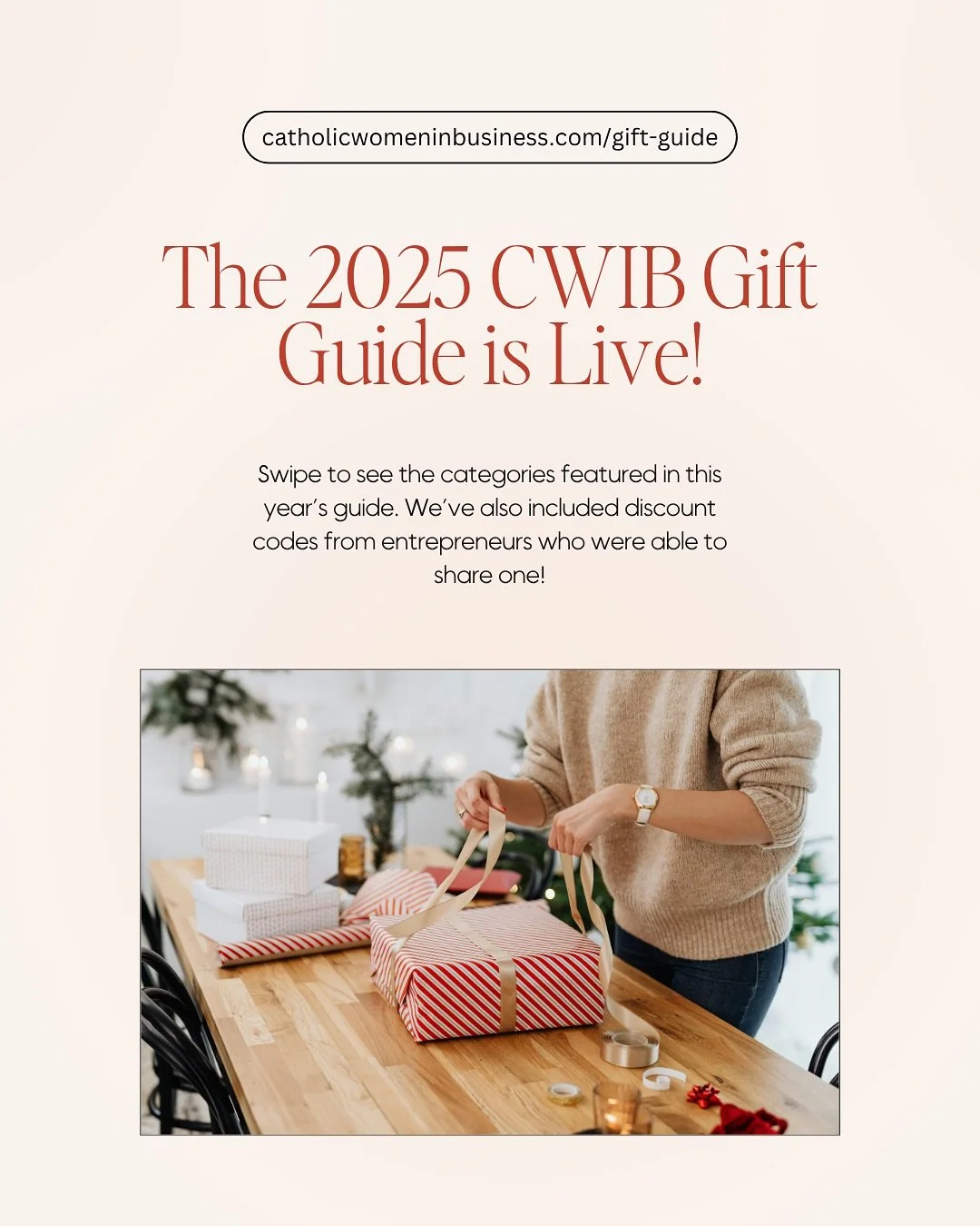 Guess what? ✨ Our 2025 Gift Guide is LIVE! ✨

Every year, the Catholic Women in Business team publishes a Christmas Gift Guide featuring Catholic entrepreneurs from our community. The result is always a long list of businesses selling products (both 