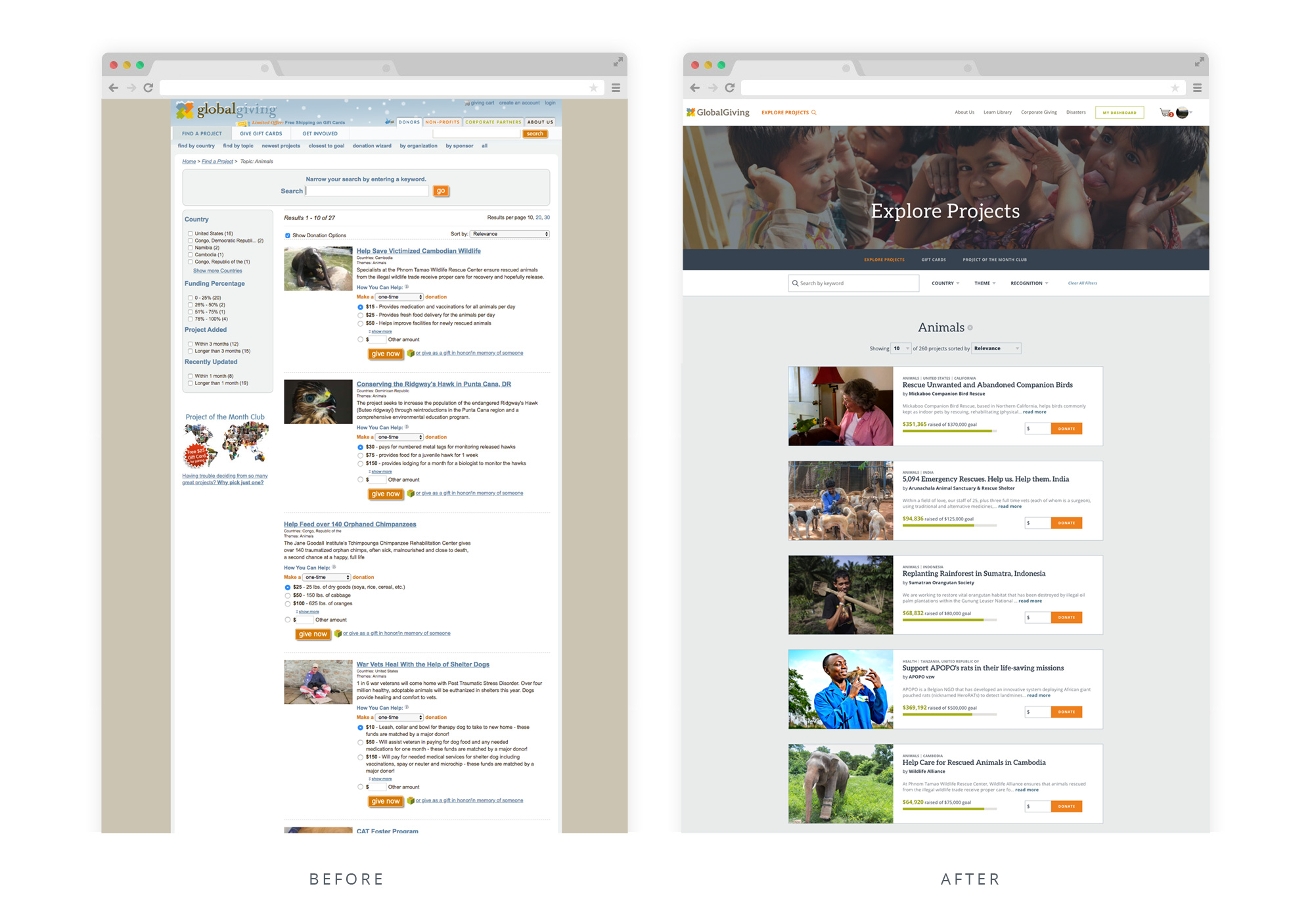 Searching for projects
