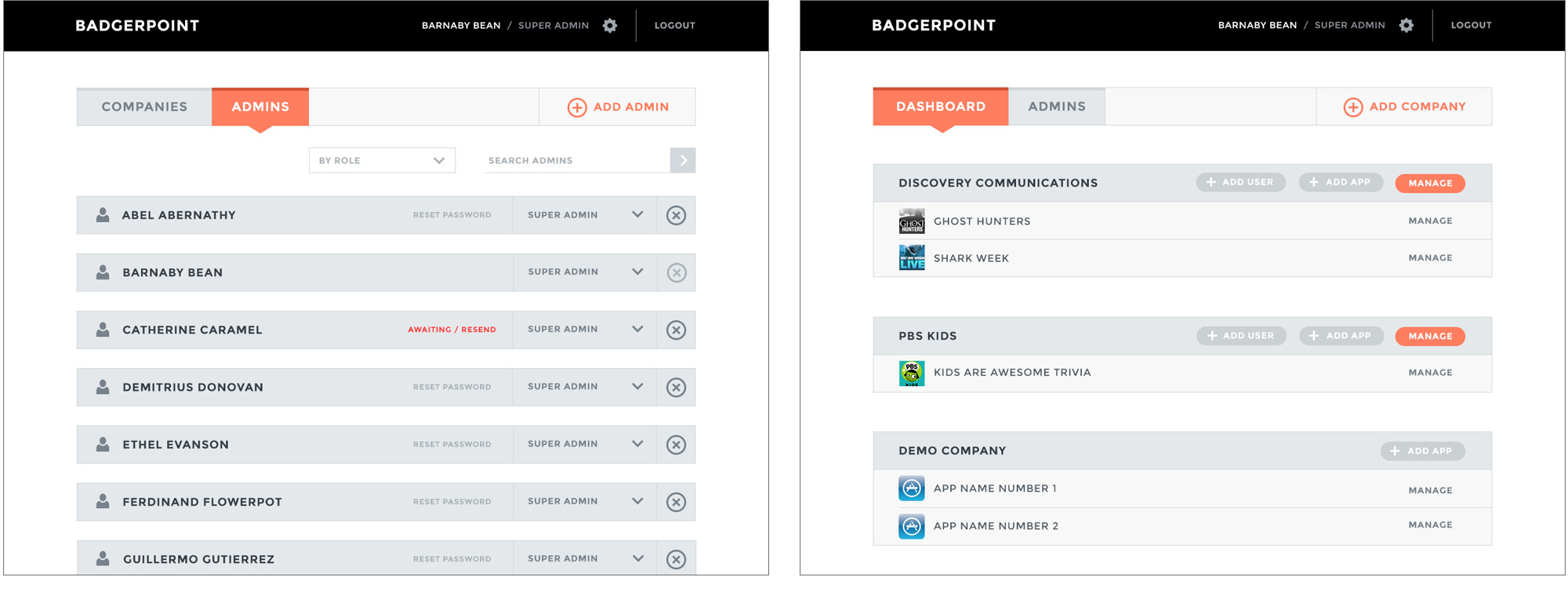A system for admins