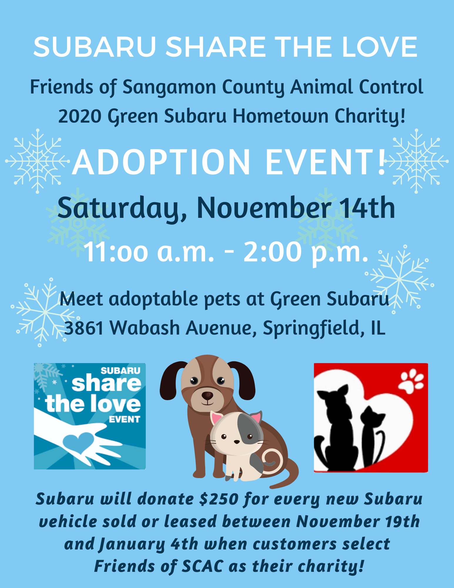 Green Subaru 2020 "Share the Love" Kick-Off! Offsite Adoption Event