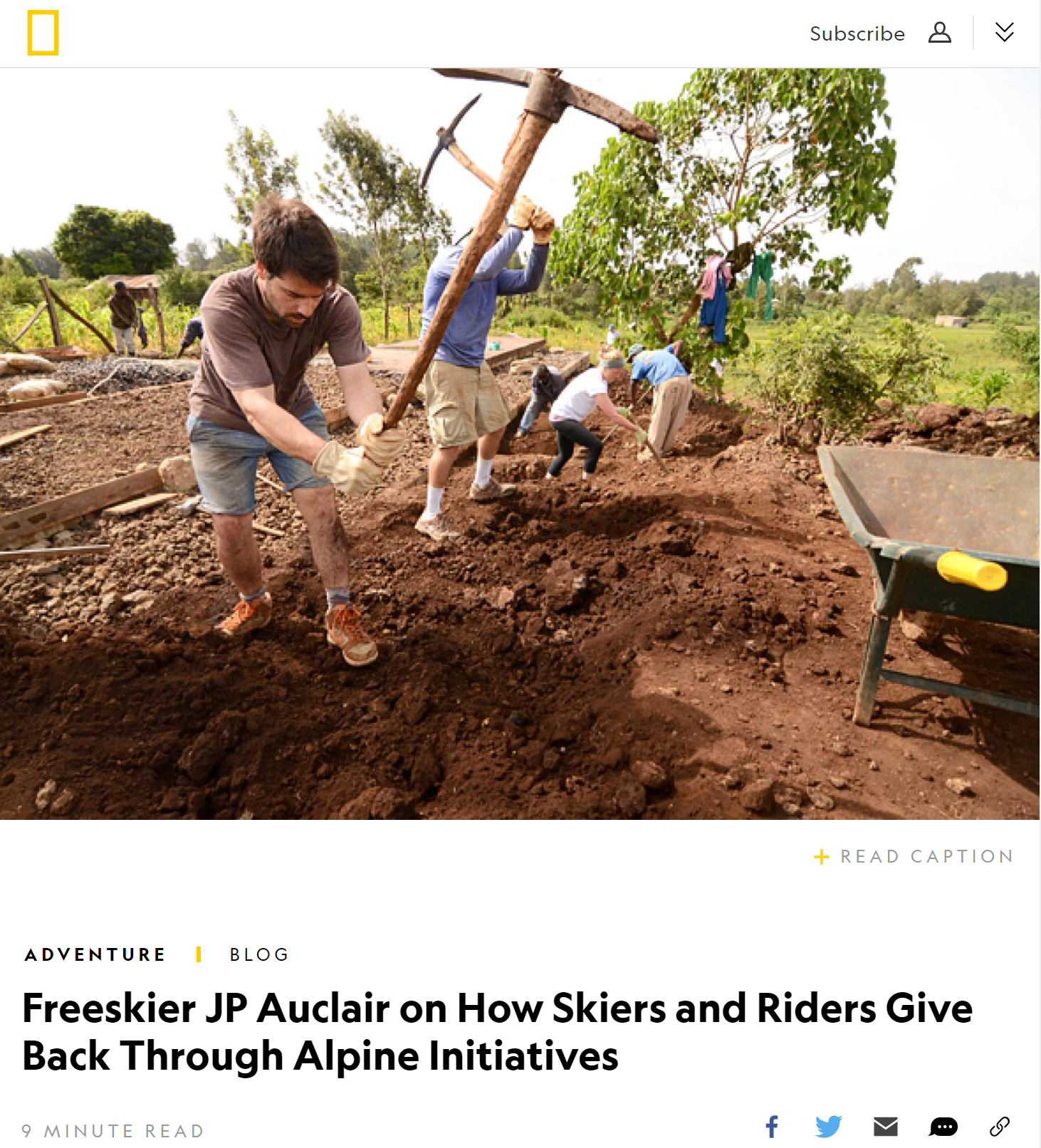 National Geographic Adventure, "Freeskier JP Auclair on How Skiers and Riders Give Back Through Alpine Initiatives"