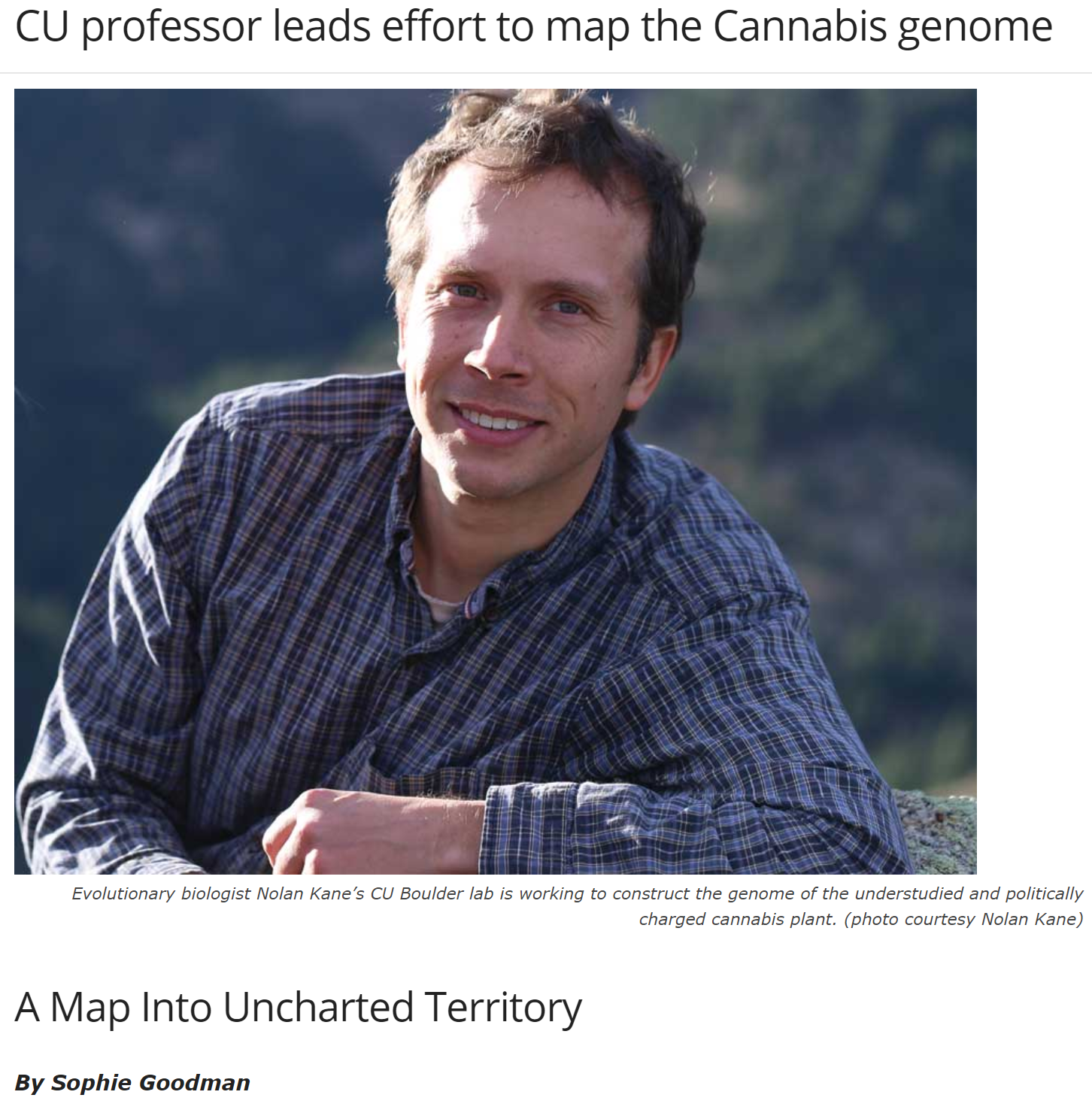 Boulder Magazine, "CU Professor Leads Effort to Map Cannabis Genome"