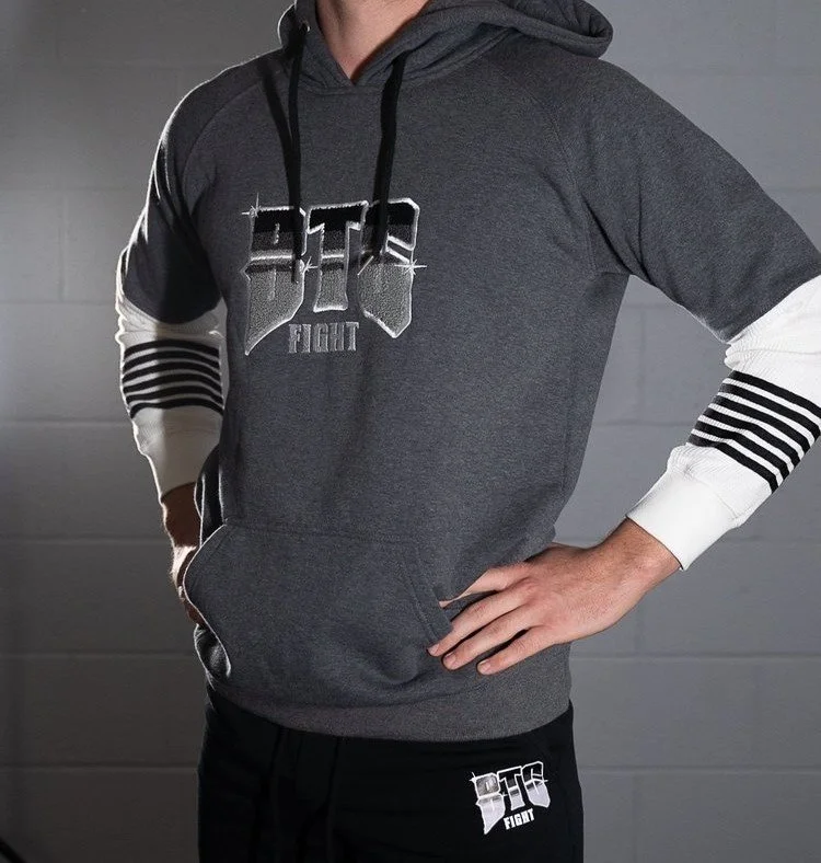 Gray Waffle Sleeve Hoodie