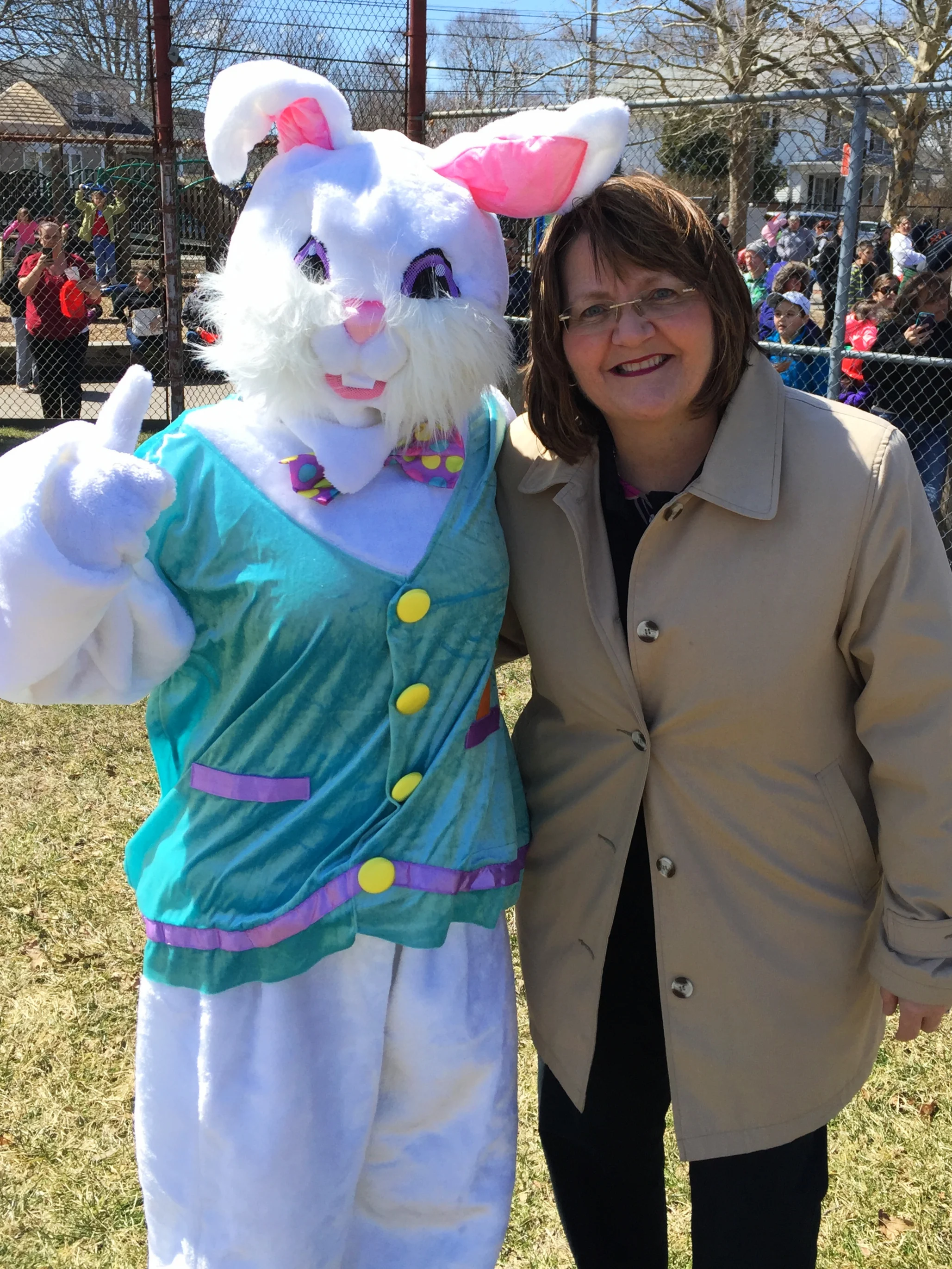 Councilwoman Ryan and a special guest at last years Easter egg hunt